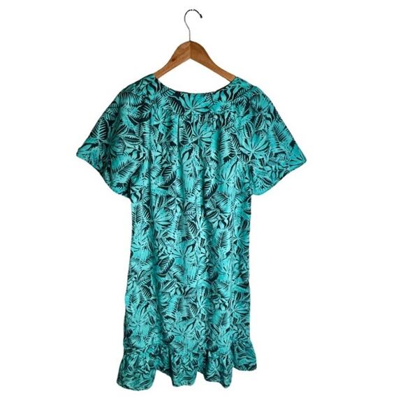 Anthony Richard Mumu Hawaiian Large Vintage Pockets Blue Gray Ferns Ruffle Hem - Picture 5 of 9